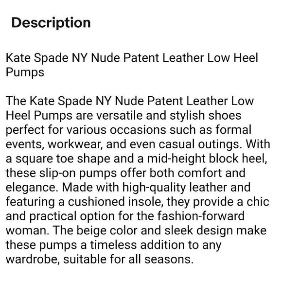 Kate Spade NY Nude Patent Leather Low Heel Pumps  Size 6.5  Officecore Neutral - Picture 12 of 13